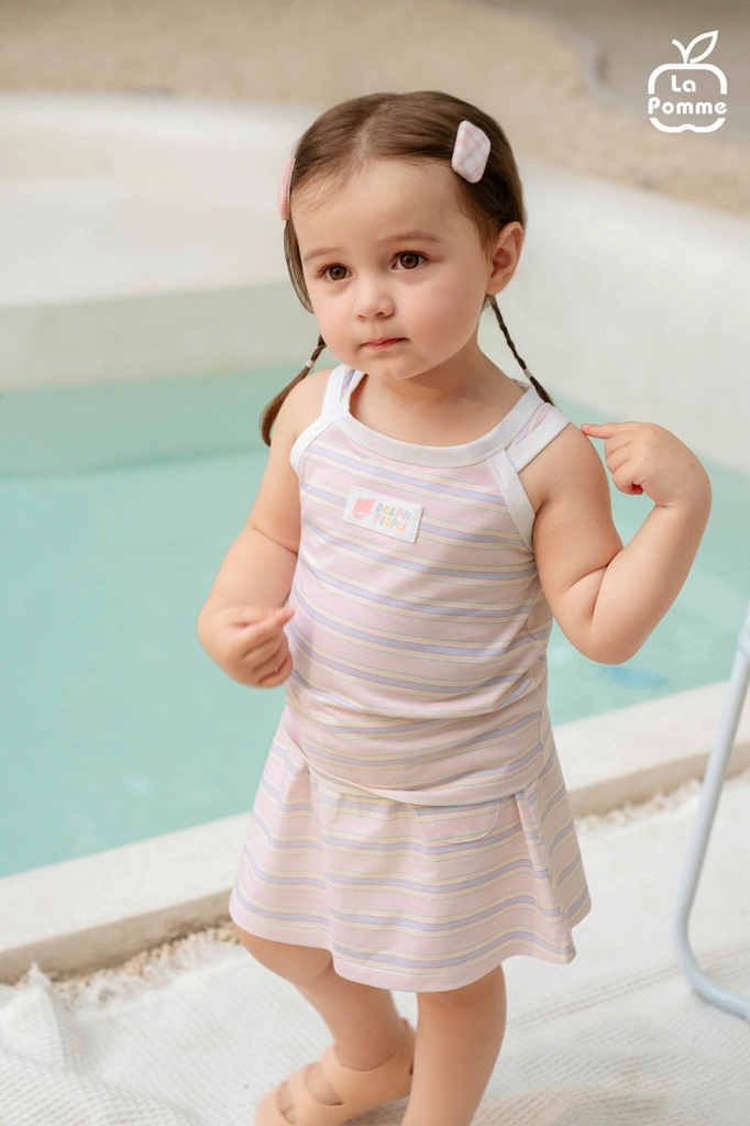 Bộ váy áo sát nách La Pomme biển mộng mơ