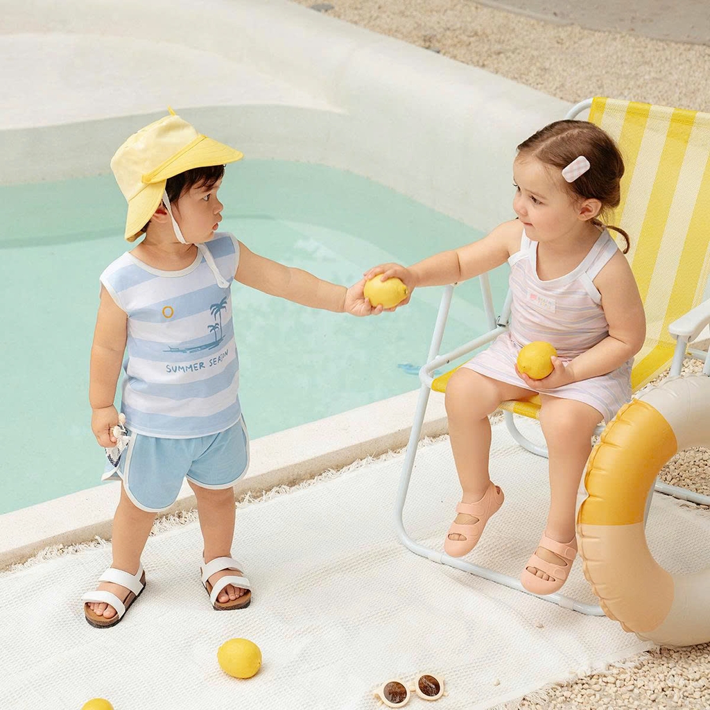 Bộ váy áo sát nách La Pomme biển mộng mơ