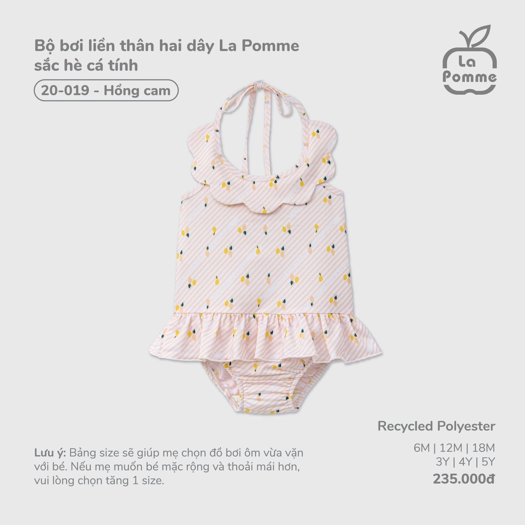 Bộ bơi liền thân hai dây La Pomme sắc hè cá tính