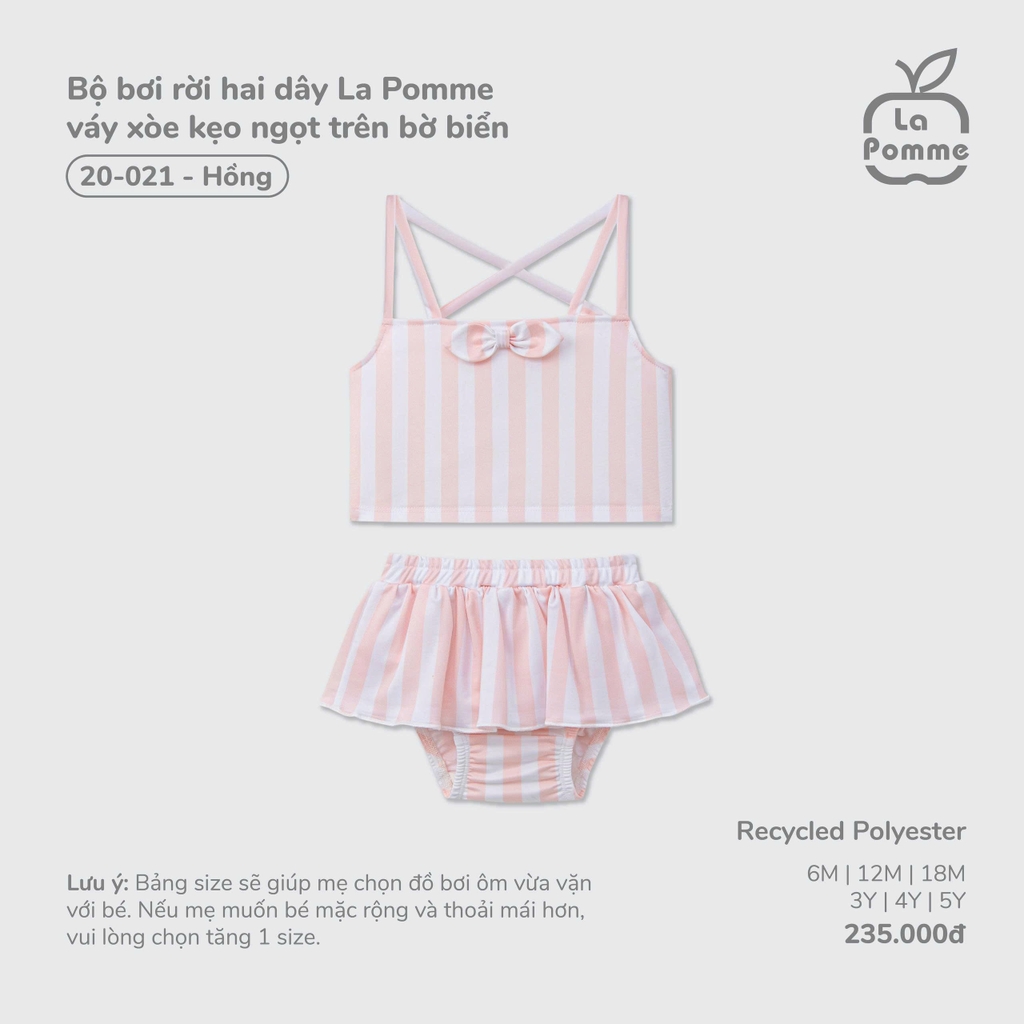 Bộ bơi rời hai dây La Pomme váy xòe kẹo ngọt trên bờ biển