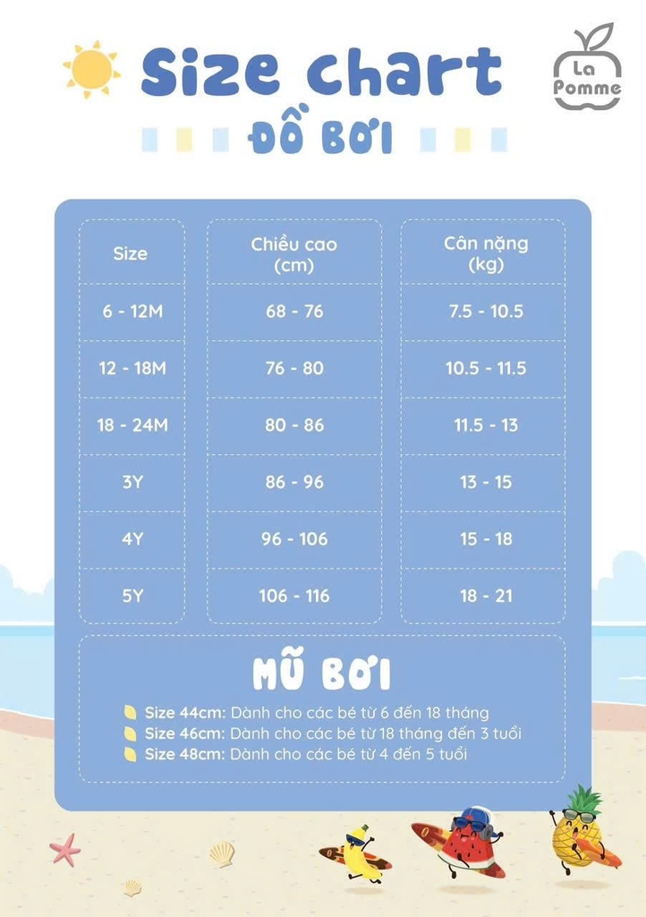 Mũ bơi La Pomme ngày hè của bé