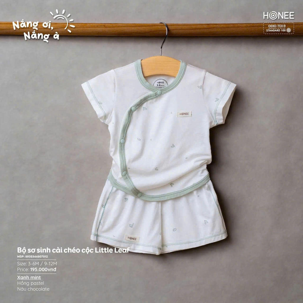 Bộ sơ sinh cài chéo cộc Little leaf 7812