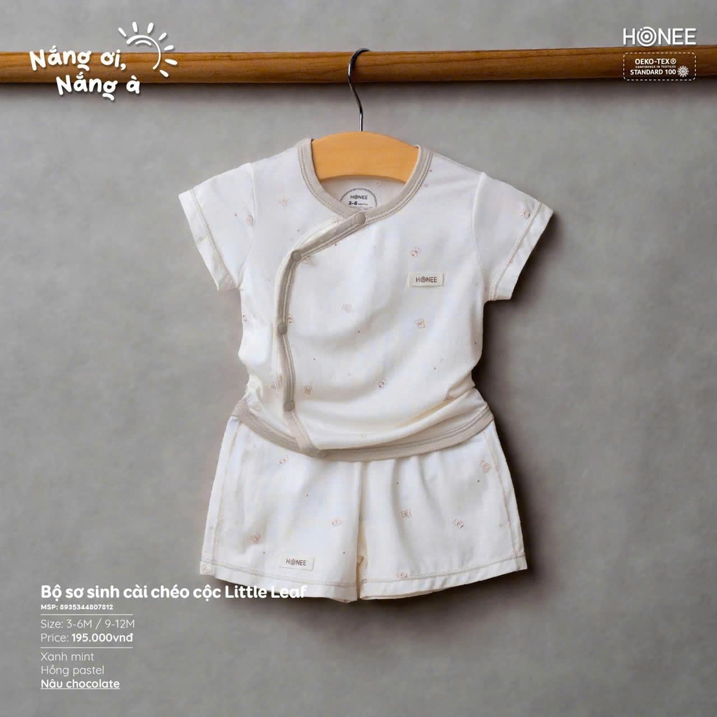 Bộ sơ sinh cài chéo cộc Little leaf 7812