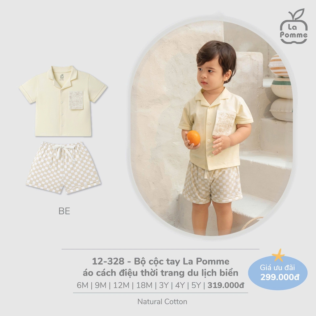 Bộ cộc tay La Pomme áo cách điệu thời trang du lịch biển