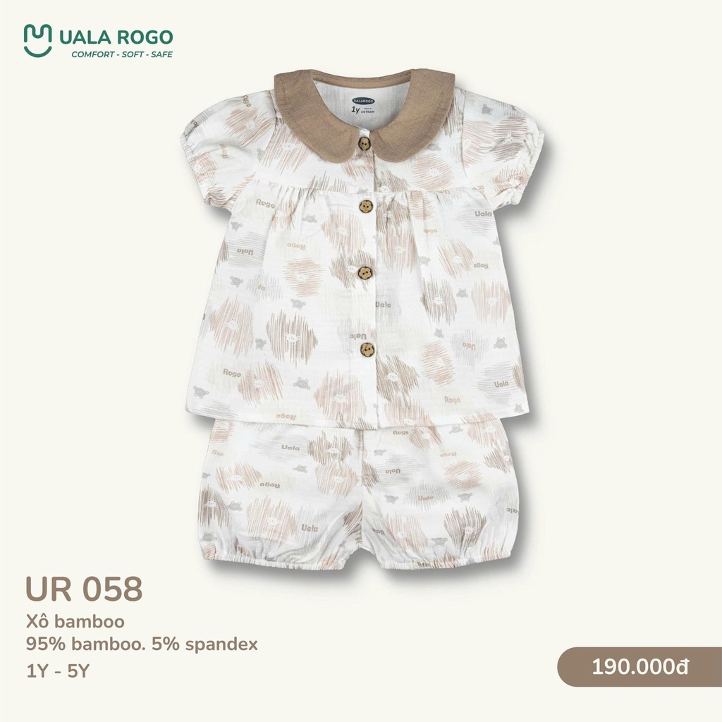 Bộ cộc bé gái họa tiết cổ bèo Uala UR 058