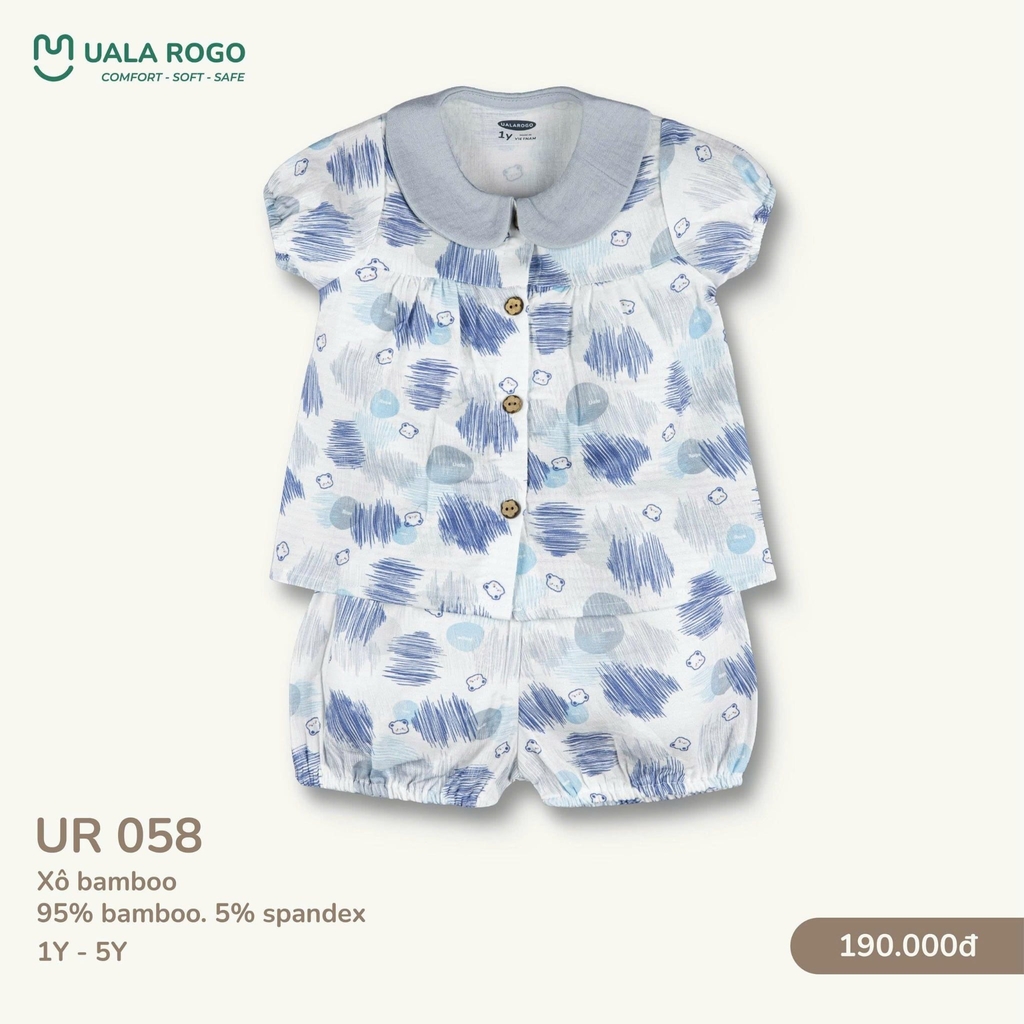 Bộ cộc bé gái họa tiết cổ bèo Uala UR 058