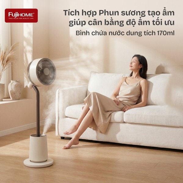 Quạt tuần hoàn không khí Fujihome LUXURY CFR01PRO-VOICE - Điều Khiển Giọng Nói, Gió Mạnh 3D, Làm Mát Toàn Phòng