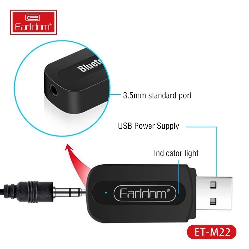 USB Thu Bluetooth Earldom M22 nhựa cao cấp ABS và PC