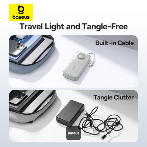 Pin Dự Phòng Tích Hợp Cáp Sạc Dây Rút Gọn Baseus Free2Pull 65W 20000mAh