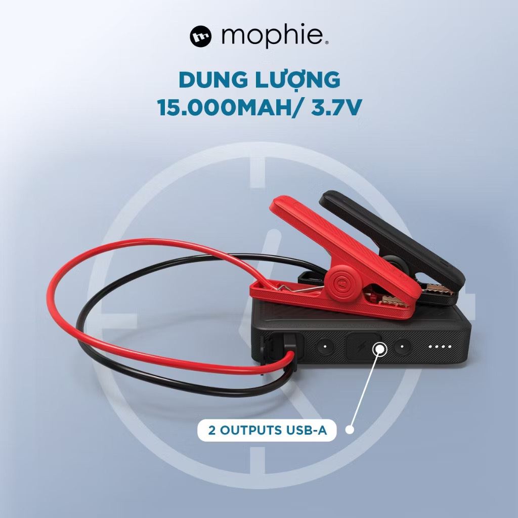 Pin Sạc Dự Phòng Kiêm Kích Bình Ô Tô Mophie AC55500 15000mAh – Sạc Dự Phòng 3in1 Có Cổng AC 220V, Sạc Nhanh