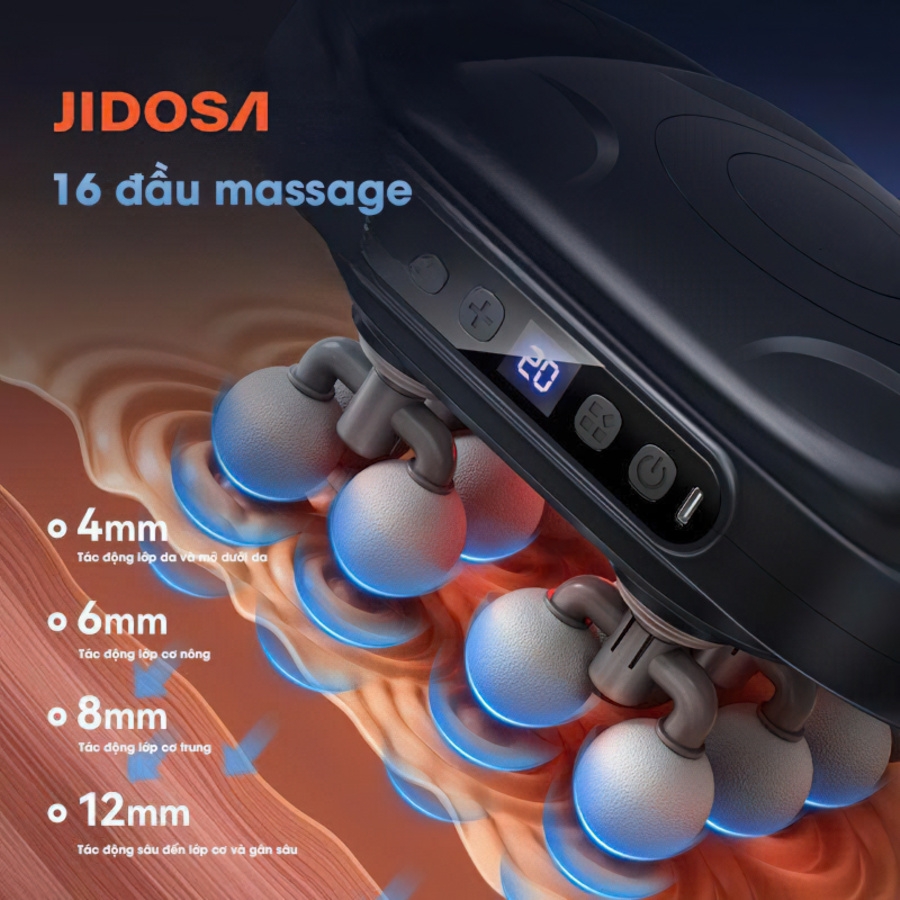 Máy massage cầm tay cao cấp 16 đầu JIDOSA JD-916