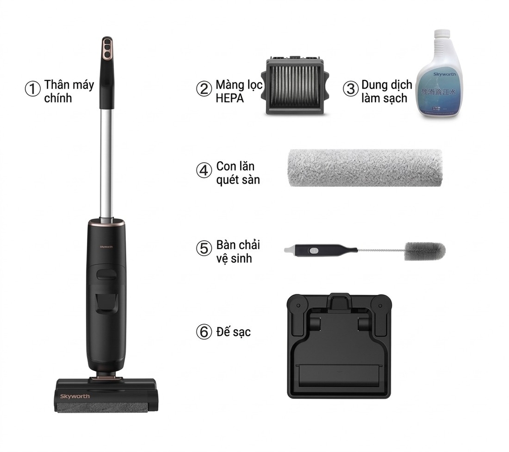 Máy hút bụi & lau nhà cầm tay thông minh Skyworth H5