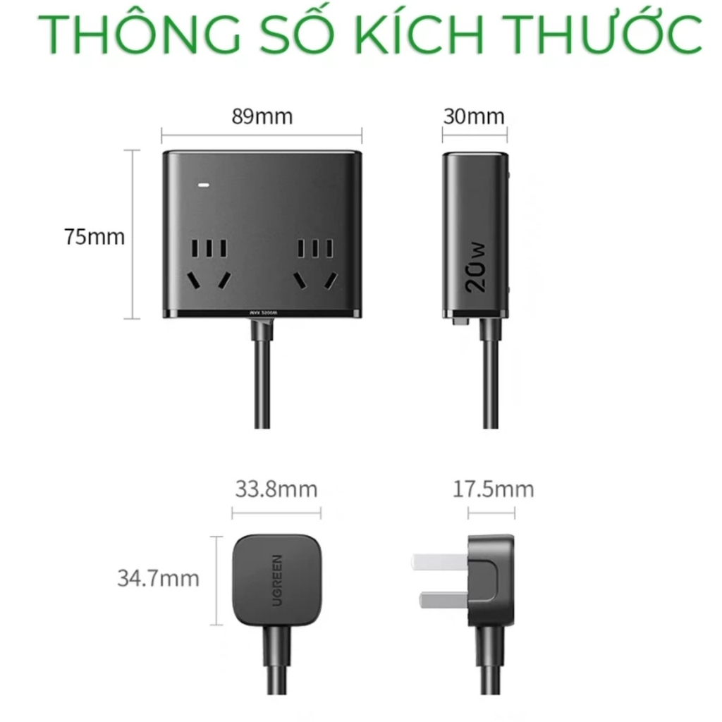 Trạm Sạc UGREEN S6 Magic Cube 8-in-1 20W 65W – 4 Ổ AC, Sạc Nhanh PD/PPS