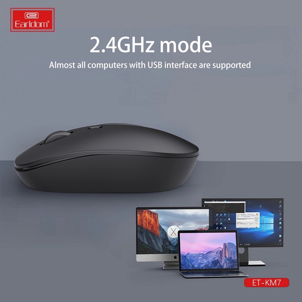 Chuột Máy Tính Không Dây Earldom ET-KM7 1200 DPI di chuyển chuột mượt mà