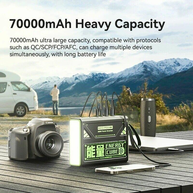 Pin dự phòng Movespeed 70000mAh 100W 2C2A tích hợp màn hình, đèn pin Led, SOS Mode Z70Pro