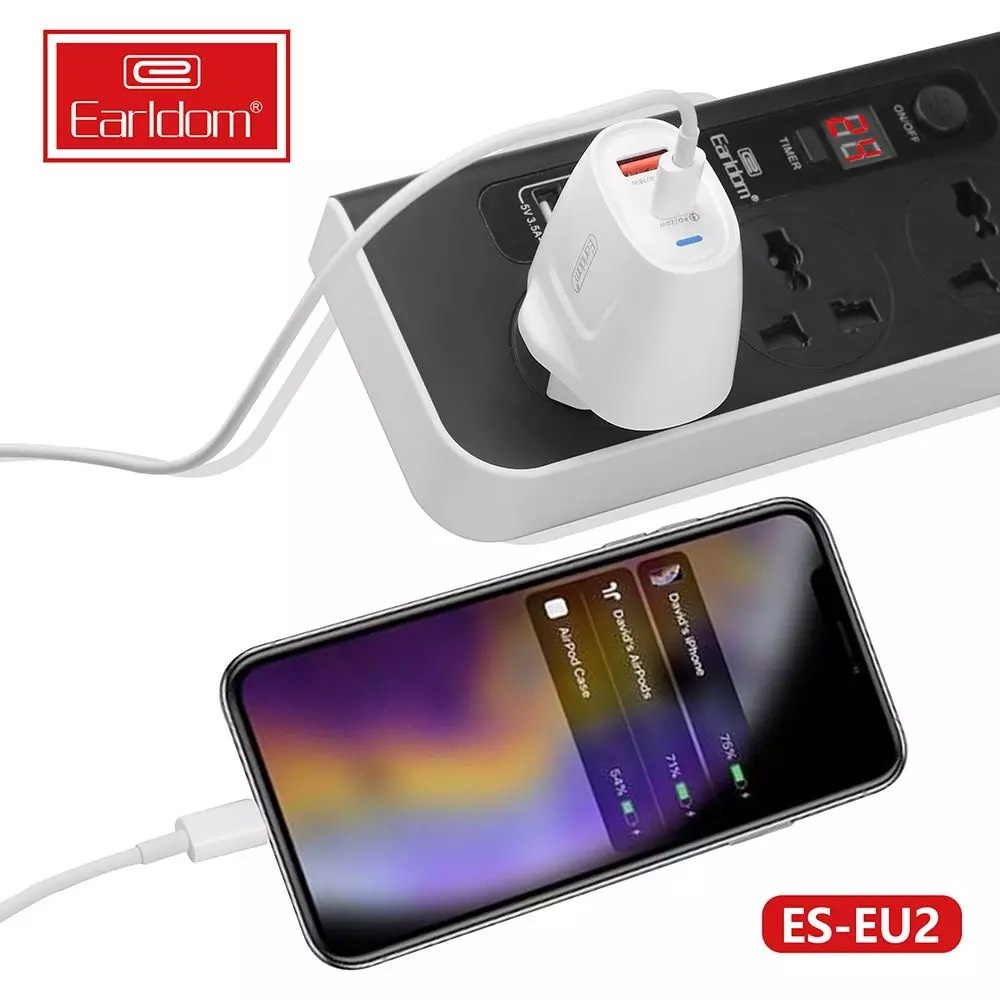 Bộ Sạc Nhanh PD 20W 2 cổng Earldom ES-EU2