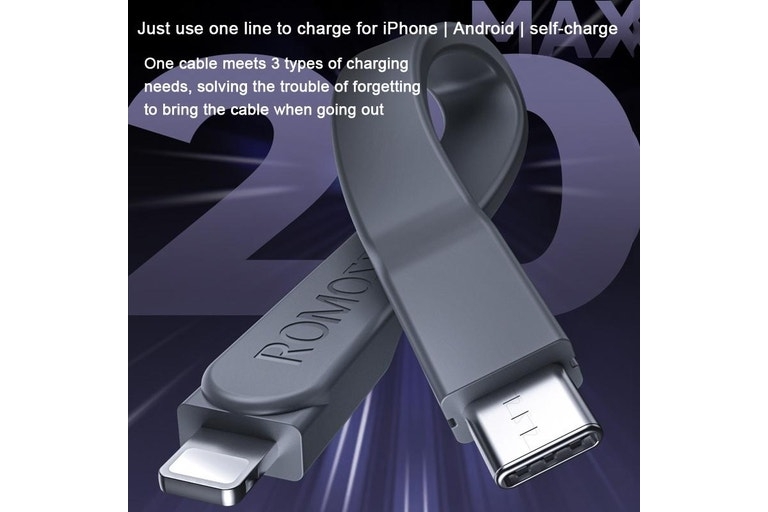 Pin dự phòng ROMOSS PEA20A 20000mAh PD 20W tích hợp sẵn cáp hai đầu