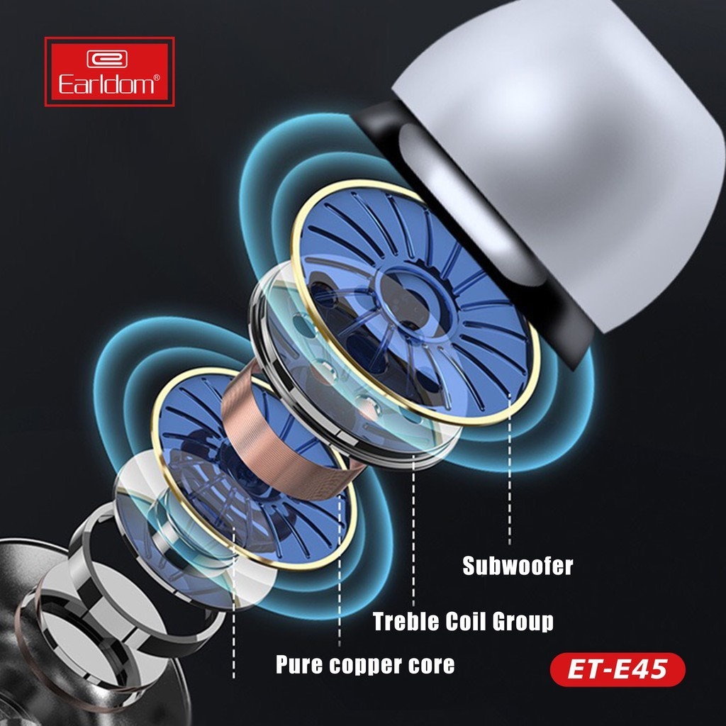 Tai nghe Earldom E45 có dây nhét tai giắc 3.5mm