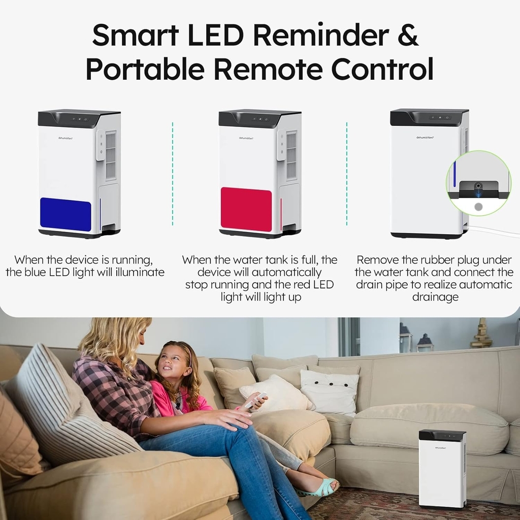 Máy hút ẩm bán dẫn thông minh Kitette DryBox 20000 Dehumidifier (hàng Amazon Mỹ) có remote, đèn diệt khuẩn