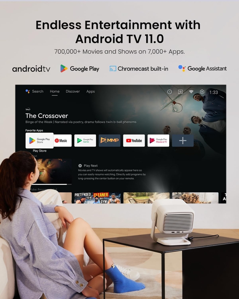 Jmgo N1s Quốc Tế – Máy Chiếu Thông Minh, Gimbal xoay 135 độ, Tích Hợp Hệ Điều Hành Google TV, Netflix Chính Chủ Tìm Kiếm Giọng Nói, Bảo Hành 12 Tháng
