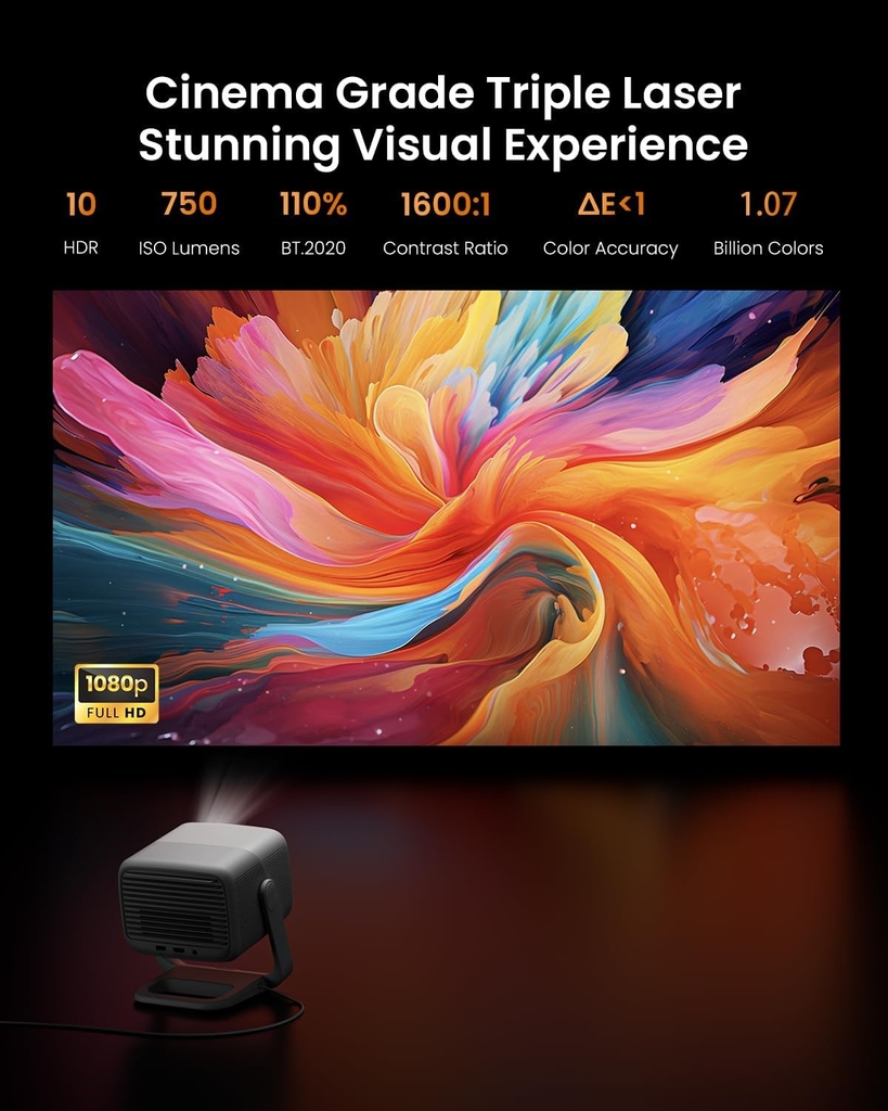 Jmgo N1s Quốc Tế – Máy Chiếu Thông Minh, Gimbal xoay 135 độ, Tích Hợp Hệ Điều Hành Google TV, Netflix Chính Chủ Tìm Kiếm Giọng Nói, Bảo Hành 12 Tháng