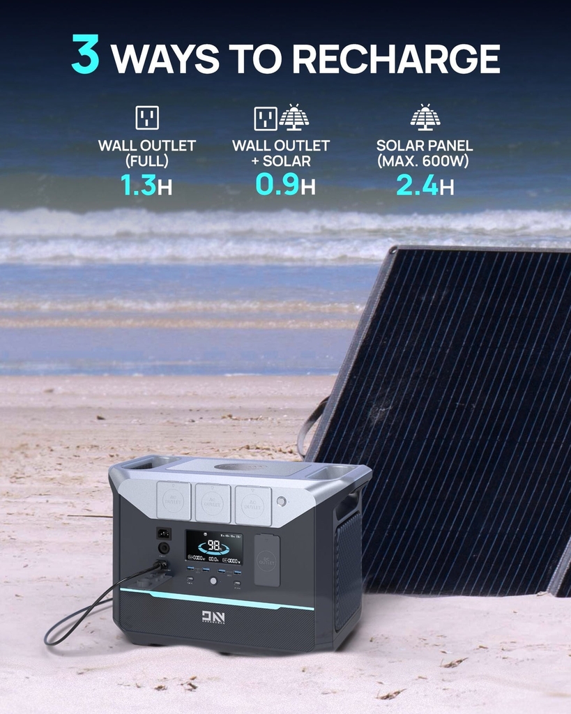 Trạm điện di động DaranEner NEO2000 - 2073,6Wh, Công suất 2000W, Sạc đầy 1,8 giờ