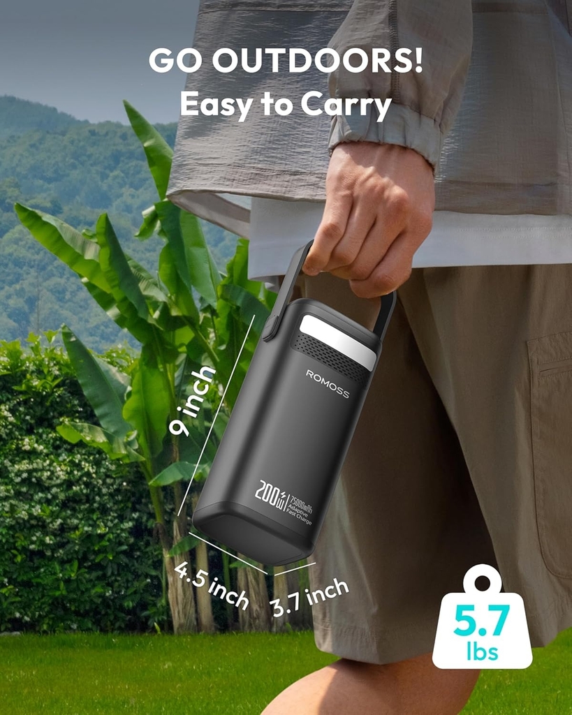 Pin dự phòng 75000mAh ROMOSS PMT705 công suất 200W, có cổng AC - (Hàng ko hộp)