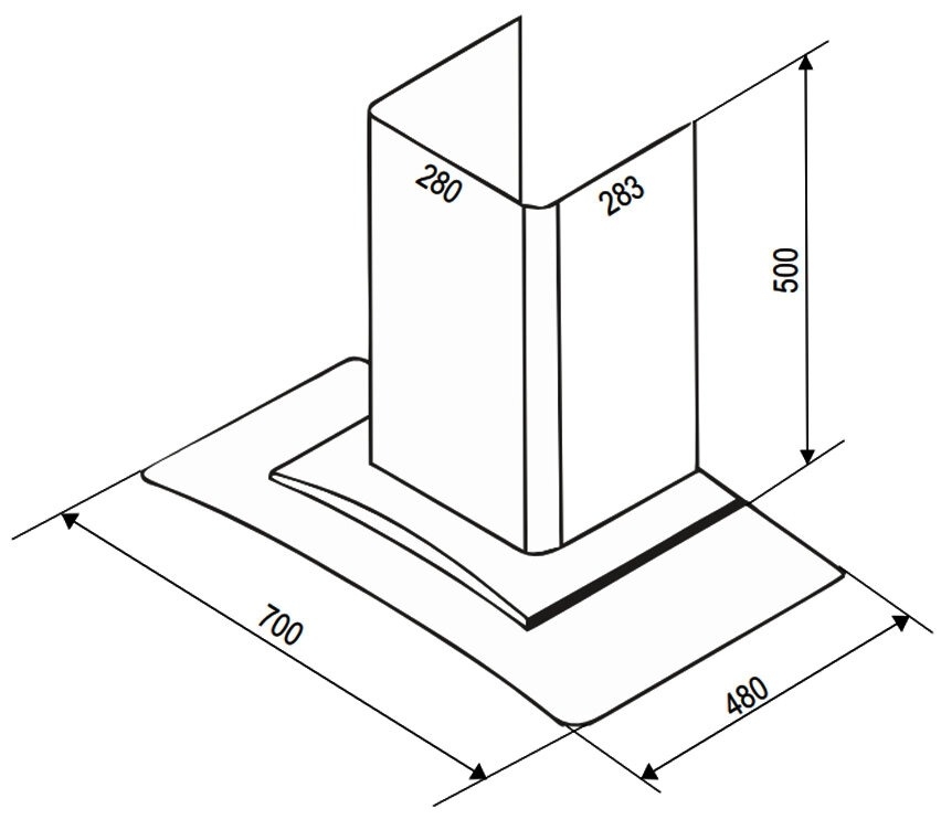 Máy Hút Mùi Bauer BC 70EC1B - Kính cong đen 1200m3/h