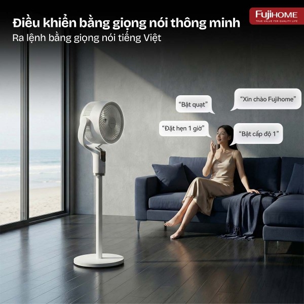 Quạt Tuần Hoàn Không Khí FujiHome CFR04 Voice – Điều Khiển Giọng Nói, Gió 3D, Động Cơ DC Êm Tiết Kiệm Điện