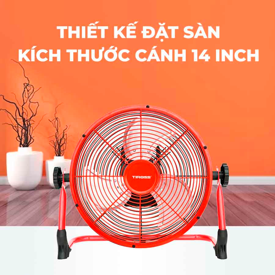 Quạt Sạc Tích Điện Tiross TS9179 14 Inch – Gió Mạnh, Motor DC Không Chổi Than