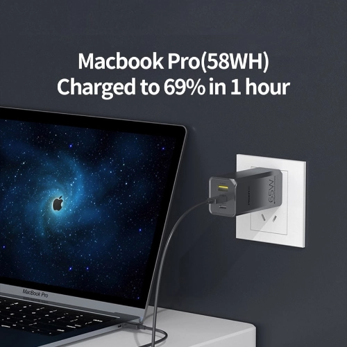 Bộ Sạc Nhanh Pisen Pro 65W - GaN - 2C1A (Kèm Cáp C to C)