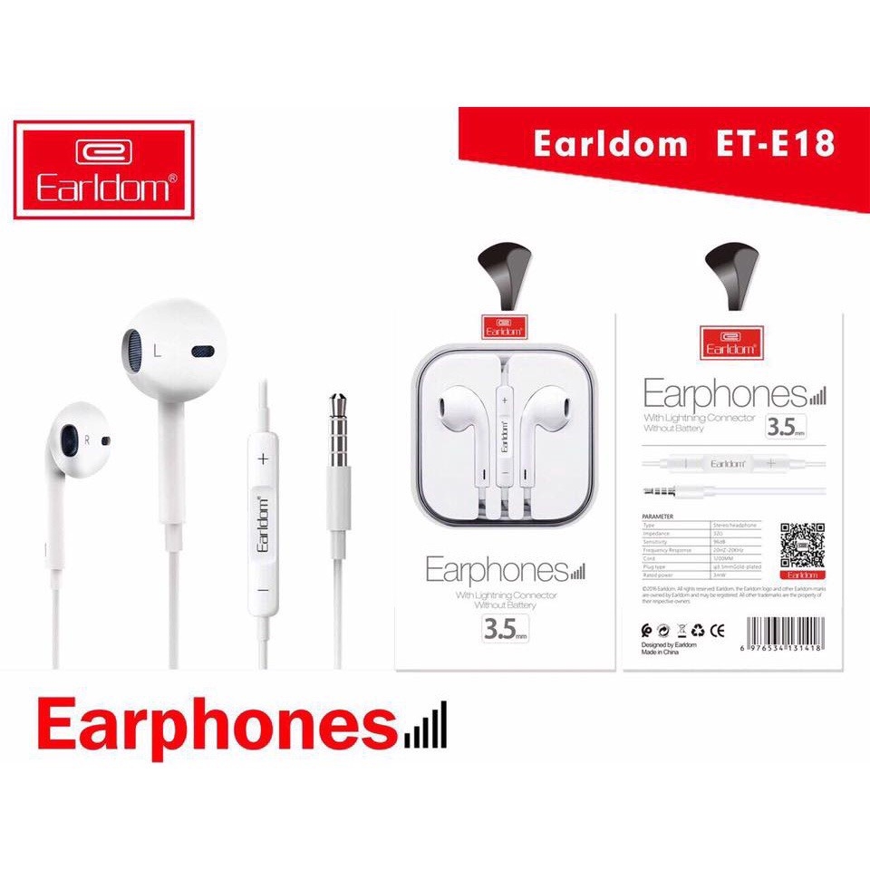 Tai nghe có dây nhét dây Earldom E18 jack 3.5mm