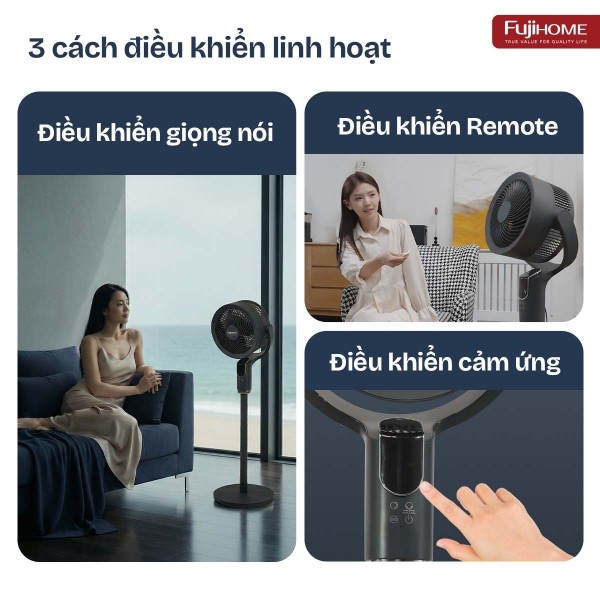 Quạt Tuần Hoàn Không Khí FujiHome CFR04 Voice – Điều Khiển Giọng Nói, Gió 3D, Động Cơ DC Êm Tiết Kiệm Điện
