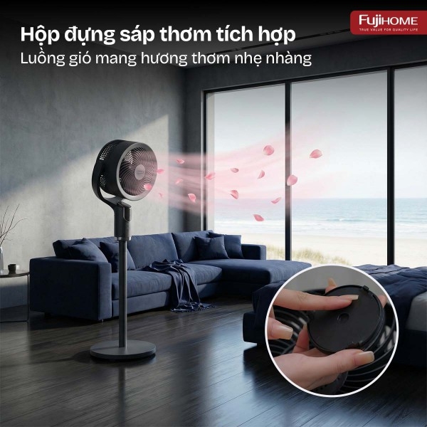Quạt Tuần Hoàn Không Khí FujiHome CFR04 Voice – Điều Khiển Giọng Nói, Gió 3D, Động Cơ DC Êm Tiết Kiệm Điện