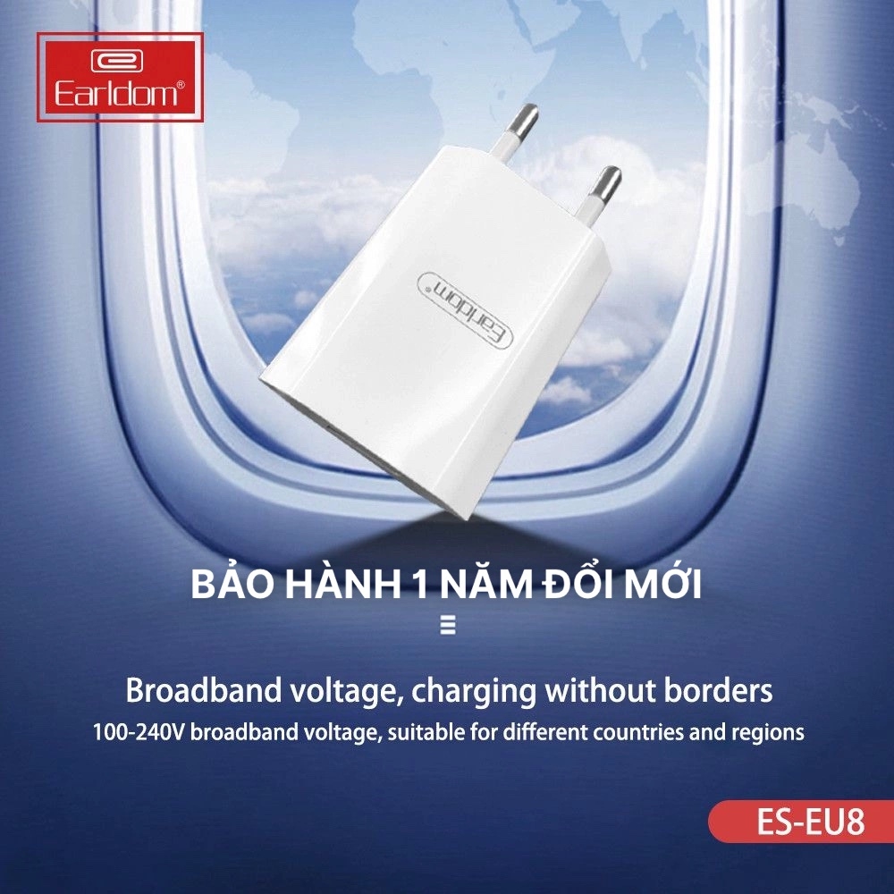 Bộ sạc nhanh iphone Earldom ES - EU8 1 Cổng USB 5V/2A