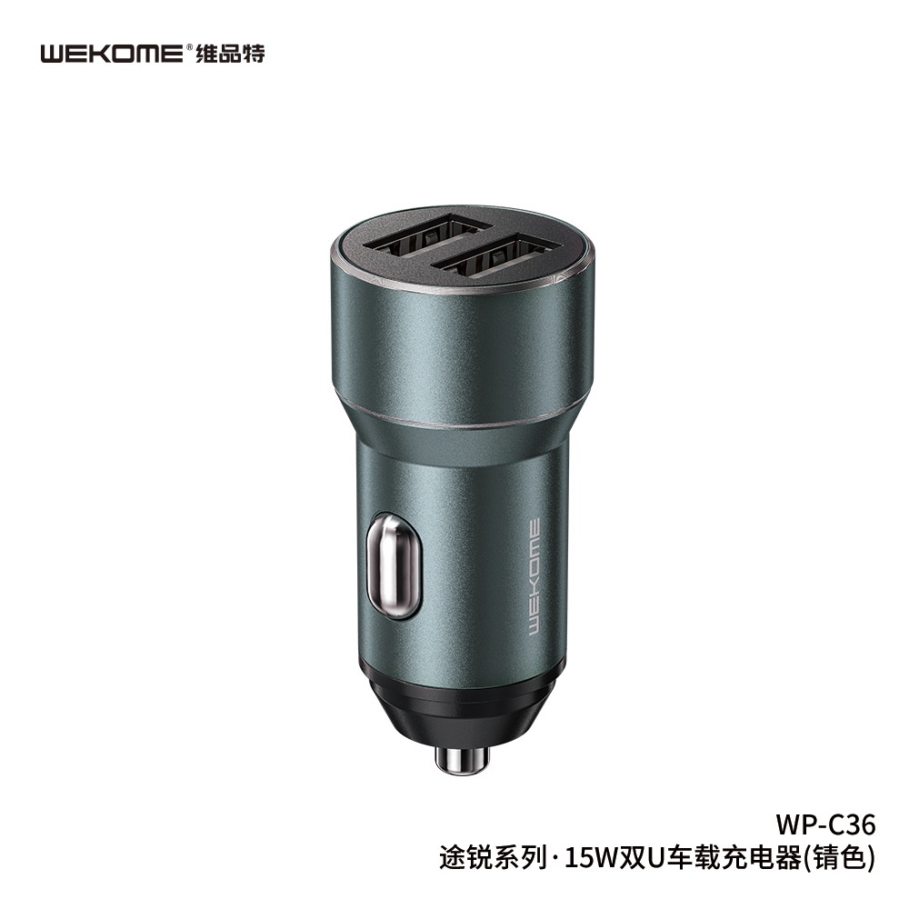 Tẩu sạc ô tô C36 WK Design 2 cổng USB sạc nhanh 3.1A
