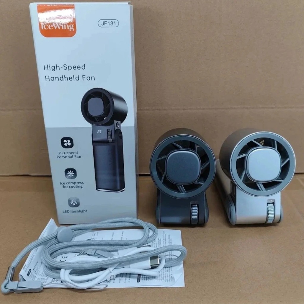 Quạt Mini Cầm Tay IceWing JF181 Vỏ Nhôm Cao Cấp – Có Làm Lạnh, 199 Tốc Độ, Pin Sạc, Màn Hình LED
