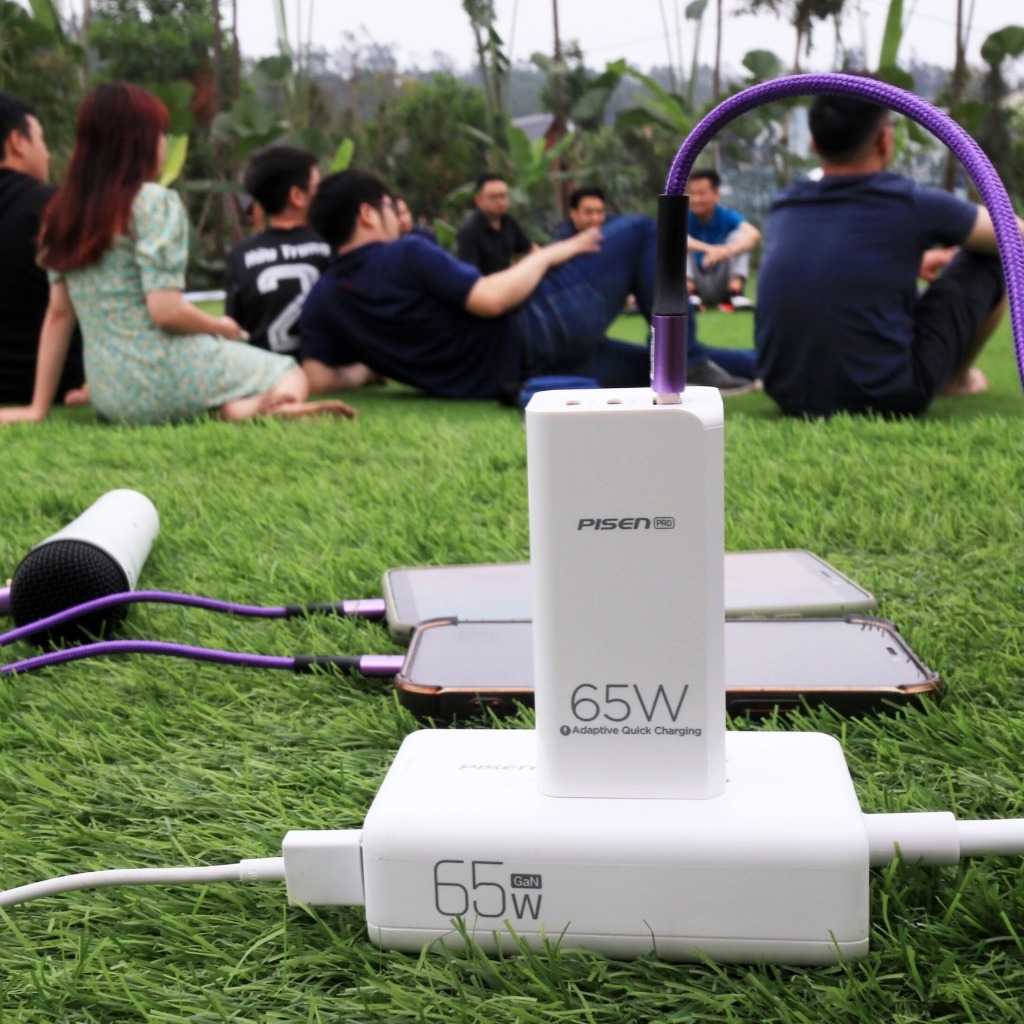 Bộ Sạc Nhanh Pisen Pro 65W - GaN - 2C1A (Kèm Cáp C to C)
