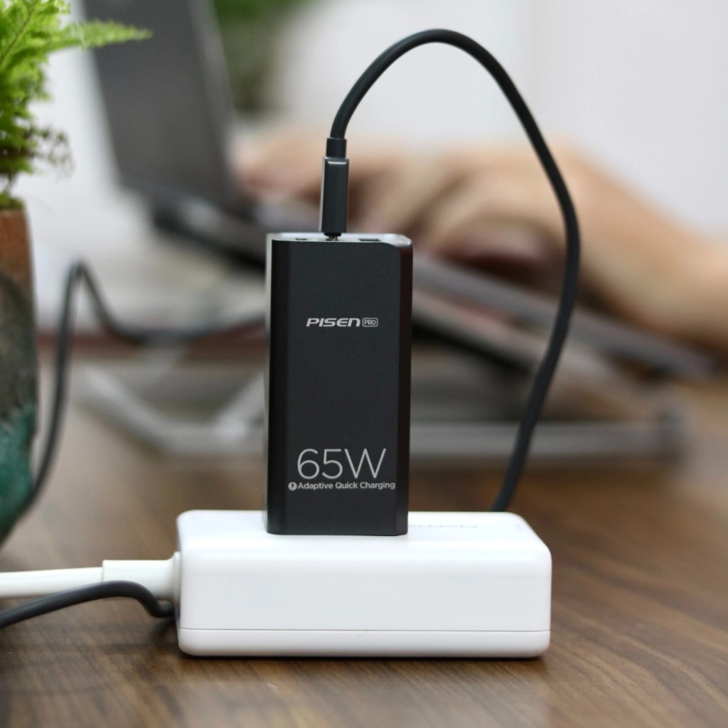 Bộ Sạc Nhanh Pisen Pro 65W - GaN - 2C1A (Kèm Cáp C to C)