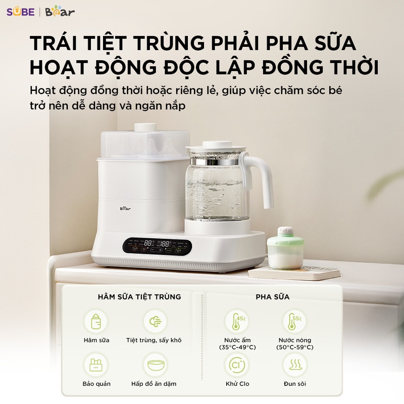 Máy đun nước và hâm sữa tiệt trùng Bear WW-5H12V78 Chính Hãng