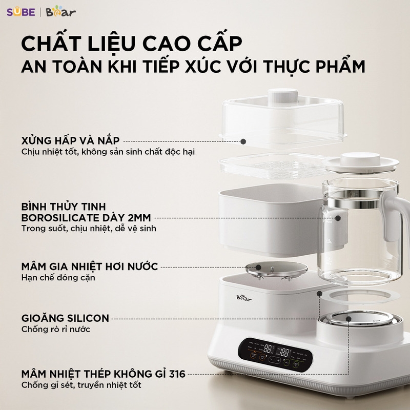 Máy đun nước và hâm sữa tiệt trùng Bear WW-5H12V78 Chính Hãng
