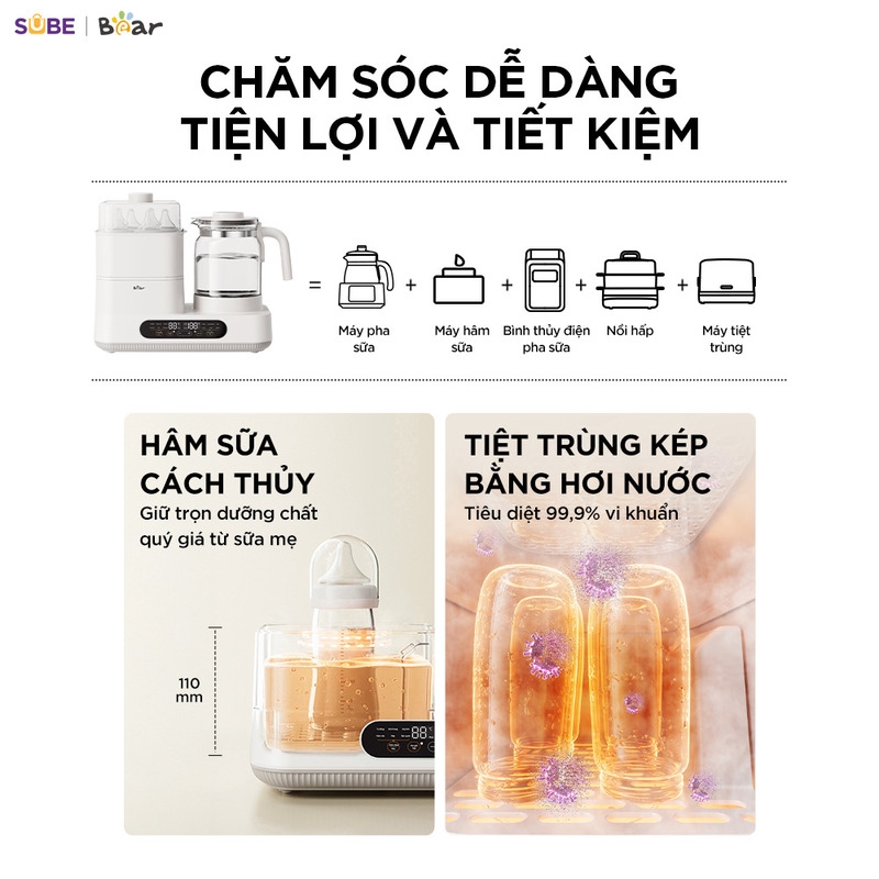 Máy đun nước và hâm sữa tiệt trùng Bear WW-5H12V78 Chính Hãng