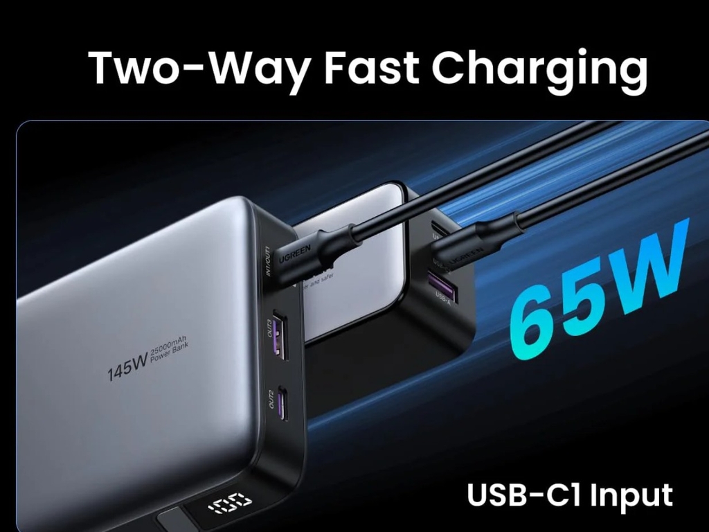 Sạc dự phòng UGREEN 145W PB205 25000mAh – Chuẩn USB-C, PD3.0, QC3.0