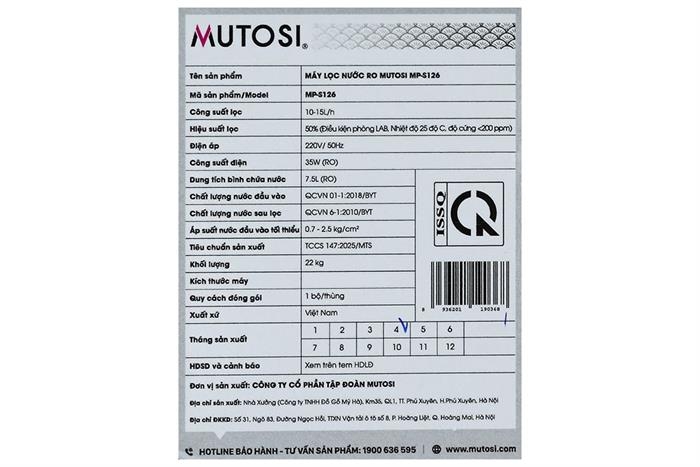 Máy lọc nước RO Mutosi MP-S126 10 lõi