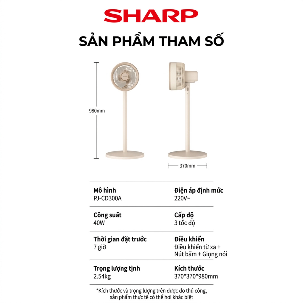 Quạt Cây Đối Lưu Đa Năng Sharp PJ-CD300A – Làm Mát Diện Rộng, Tiết Kiệm Điện Và Linh Hoạt Cho Mọi Không Gian