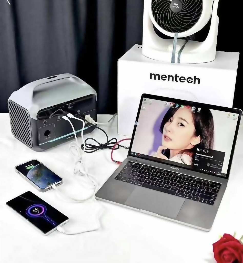 Trạm Sạc Di Động MENTECH MT300M1 300W 204.8Wh AC 220V, Pin Dự Phòng Camping, Sạc Laptop PD 60W