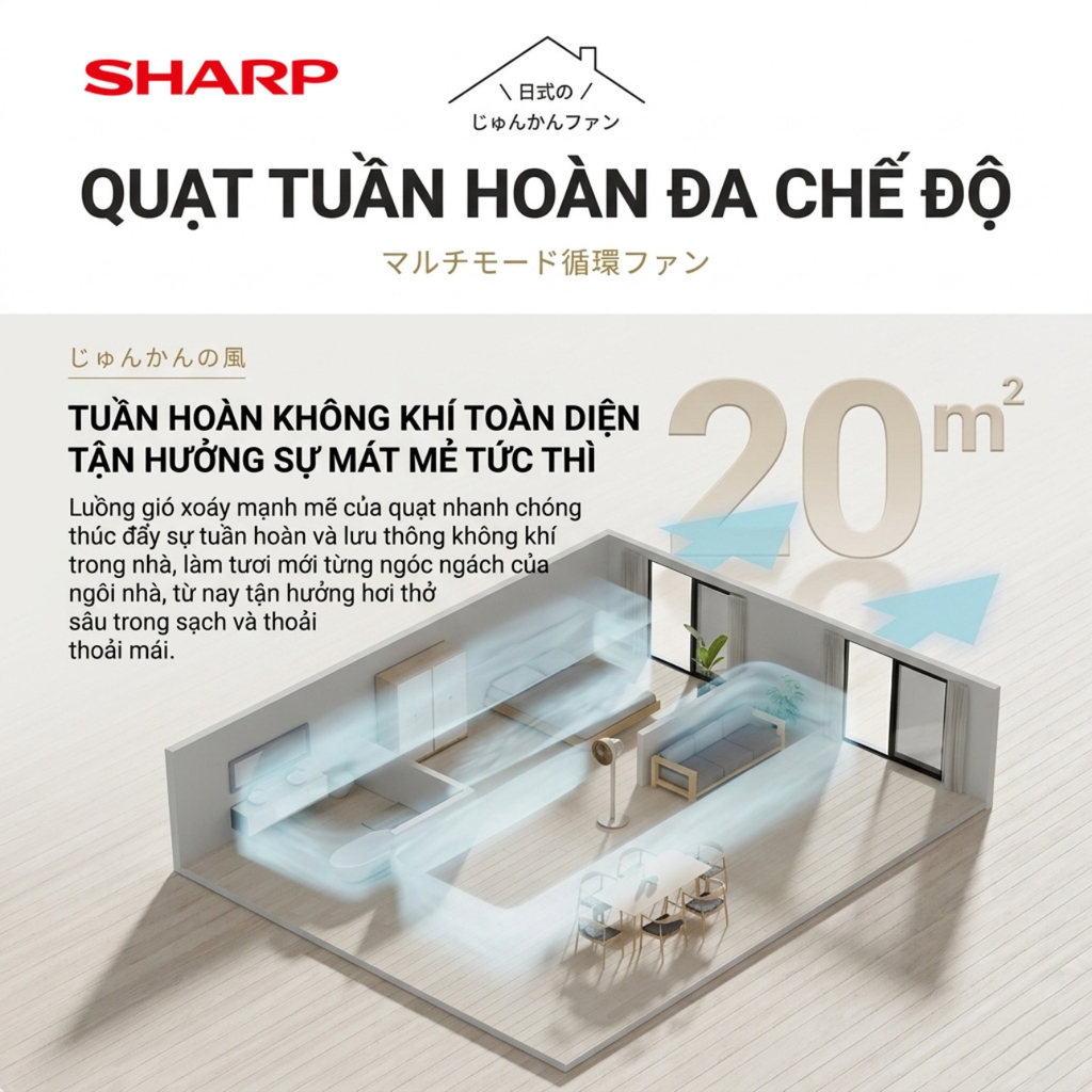 Quạt Cây Đối Lưu Đa Năng Sharp PJ-CD300A – Làm Mát Diện Rộng, Tiết Kiệm Điện Và Linh Hoạt Cho Mọi Không Gian