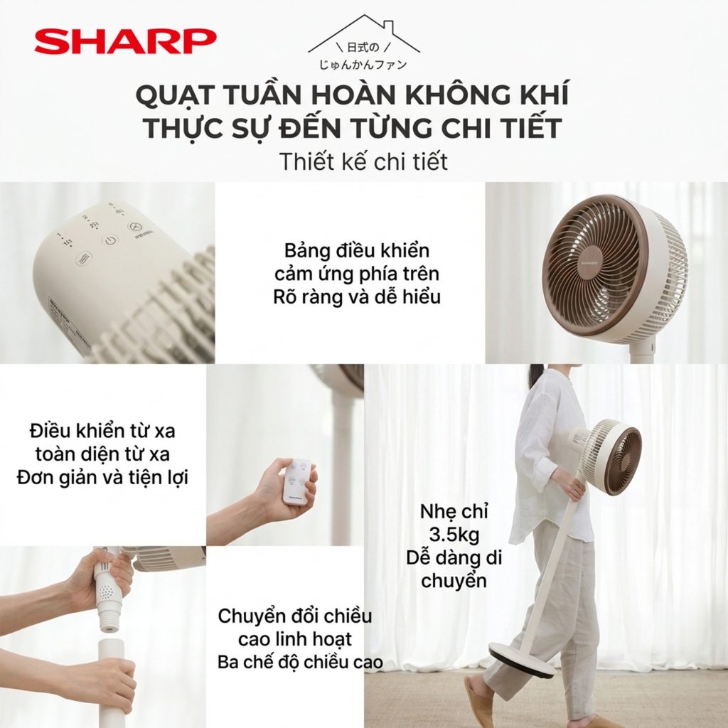 Quạt Cây Đối Lưu Đa Năng Sharp PJ-CD300A – Làm Mát Diện Rộng, Tiết Kiệm Điện Và Linh Hoạt Cho Mọi Không Gian