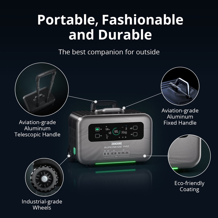 Trạm Sạc Zendure SuperBase Pro 1500 2000W 1440Wh LiFePO4, UPS, Sạc Nhanh 1800W