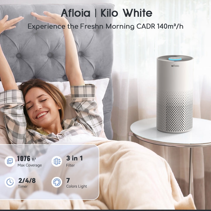 Máy Lọc Không Khí Afloia Kilo H13 HEPA 22dB Khử Mùi Khói Thuốc, Bụi Mịn Cho Phòng Ngủ & Văn Phòng